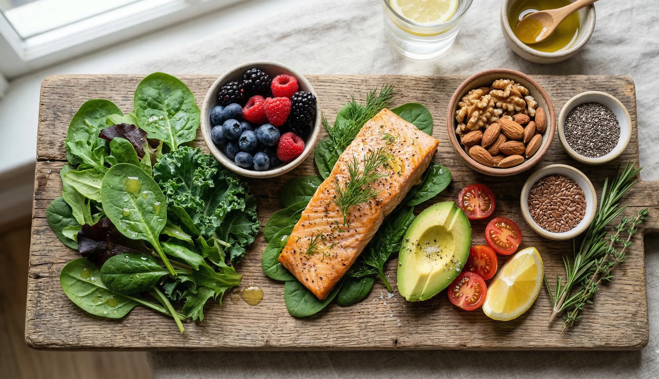 Middle-aged person doing gentle yoga stretches in a plant-filled room to manage cortisol and belly fat naturally.